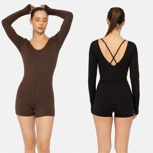 mono b Set of 2 !!
Long Sleeve Unitard Romper Set- Black & Brown (NEW)